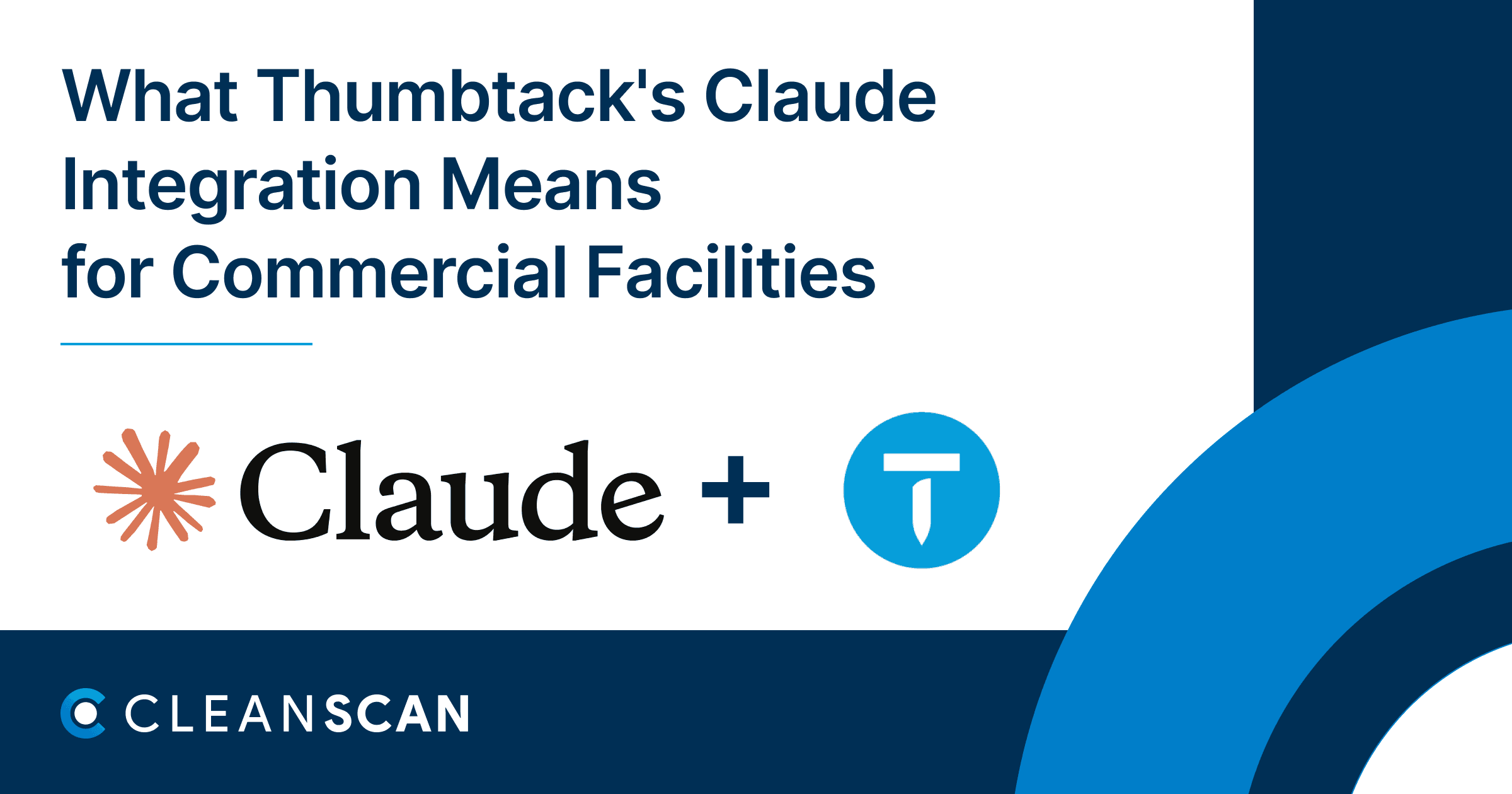 Blog cover with title 'What Thumbtack's Claude Integration Means for Commercial Facilities' and Claude + Thumbtack logos