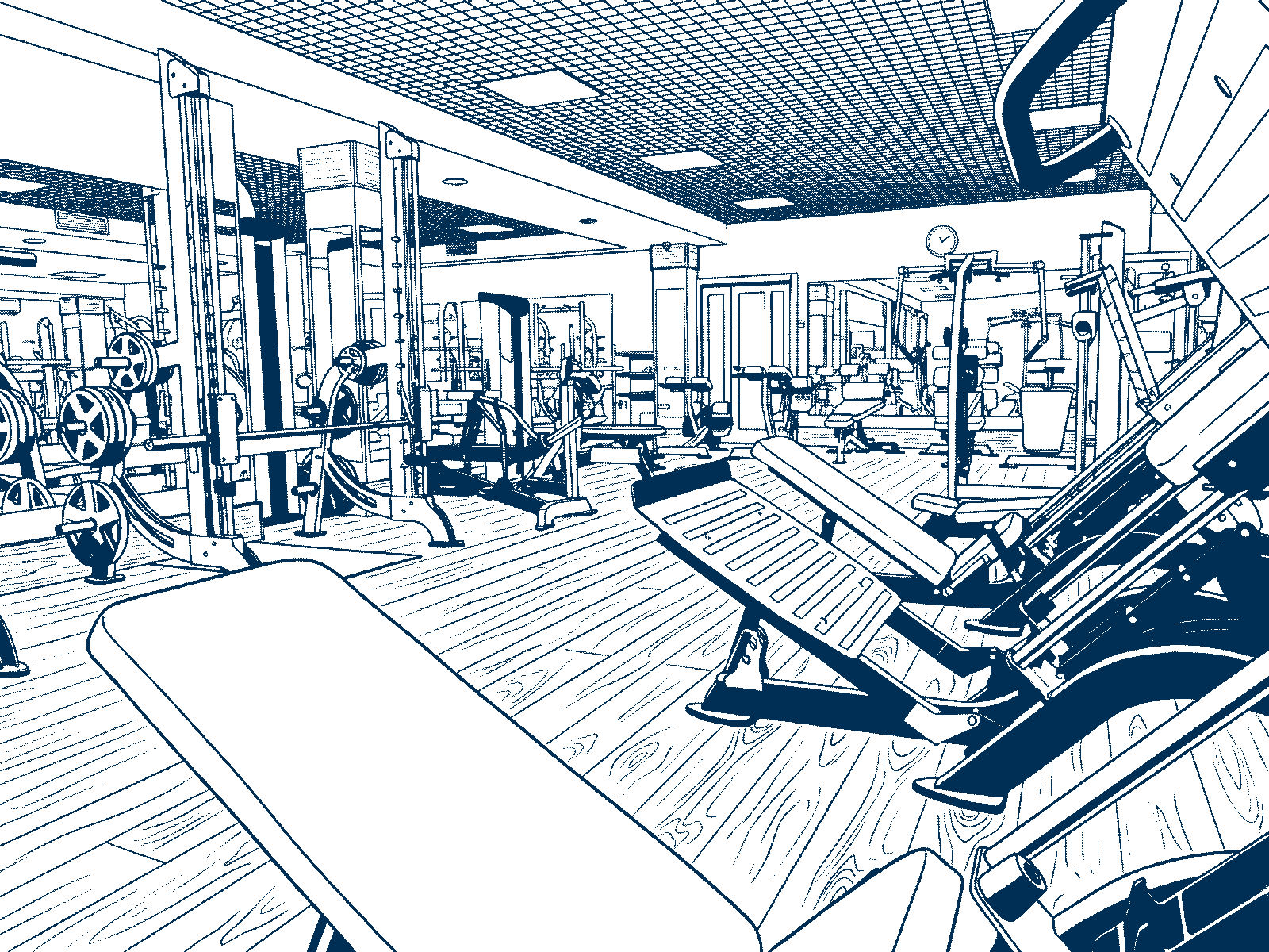 Member-facing gym space with equipment, representing issue visibility during unmanned hours